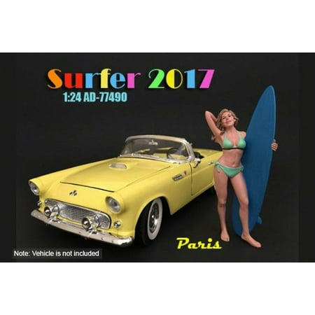 Surfer 2017 Paris Figure w/ Surfboard, American Diorama 77490 - 1/24 Scale Accessory for Diecast