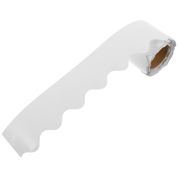 AURARMLET Bulletin Board Border White Coated Paper 1 Roll Scalloped Surface Attachment