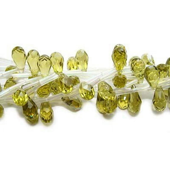 7x14mm 16 Beads Green Chinese Crystal Faceted Briolettes Genuine Gemstone Natural Jewelry Making