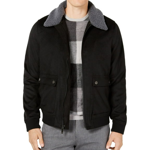 Ryan Seacrest Mens Bomber Aviator Jacket, Black, Large
