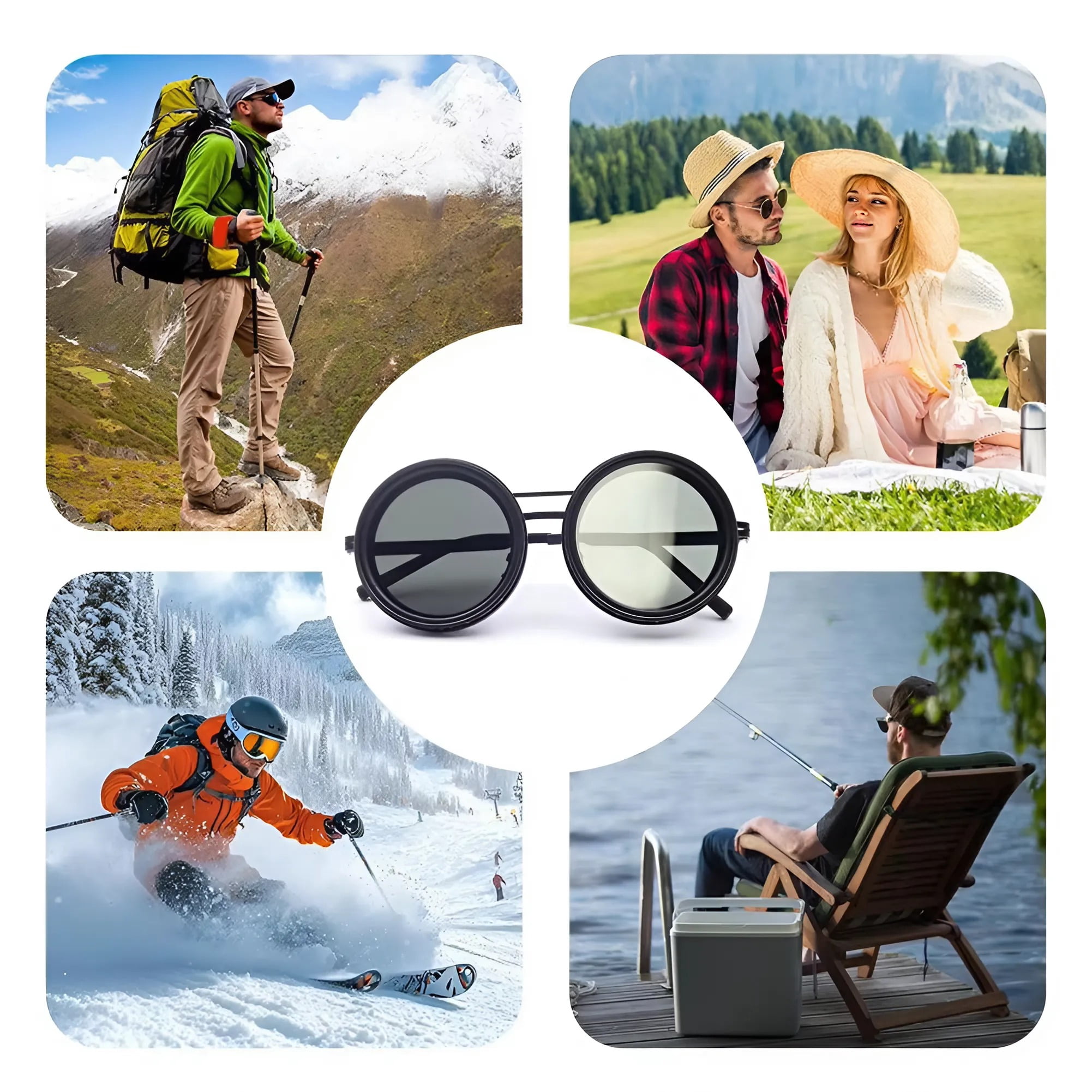 Adjustable Tint Sunglasses - Polarized ND Filter with 1-9 Gear Control, Round Anti-Glare UV Protection Eyewear