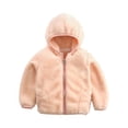 thumbnail image 2 of Chaqueta con capucha de invierno para bebés y niños pequeños, de felpa, de color liso, bonita y cálida., 2 of 5