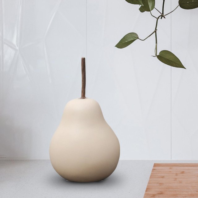 Modern Simple Ceramic Pear Figurine Collectible Statue Creative Fruit Sculpture Beige 6.5cmx11cm