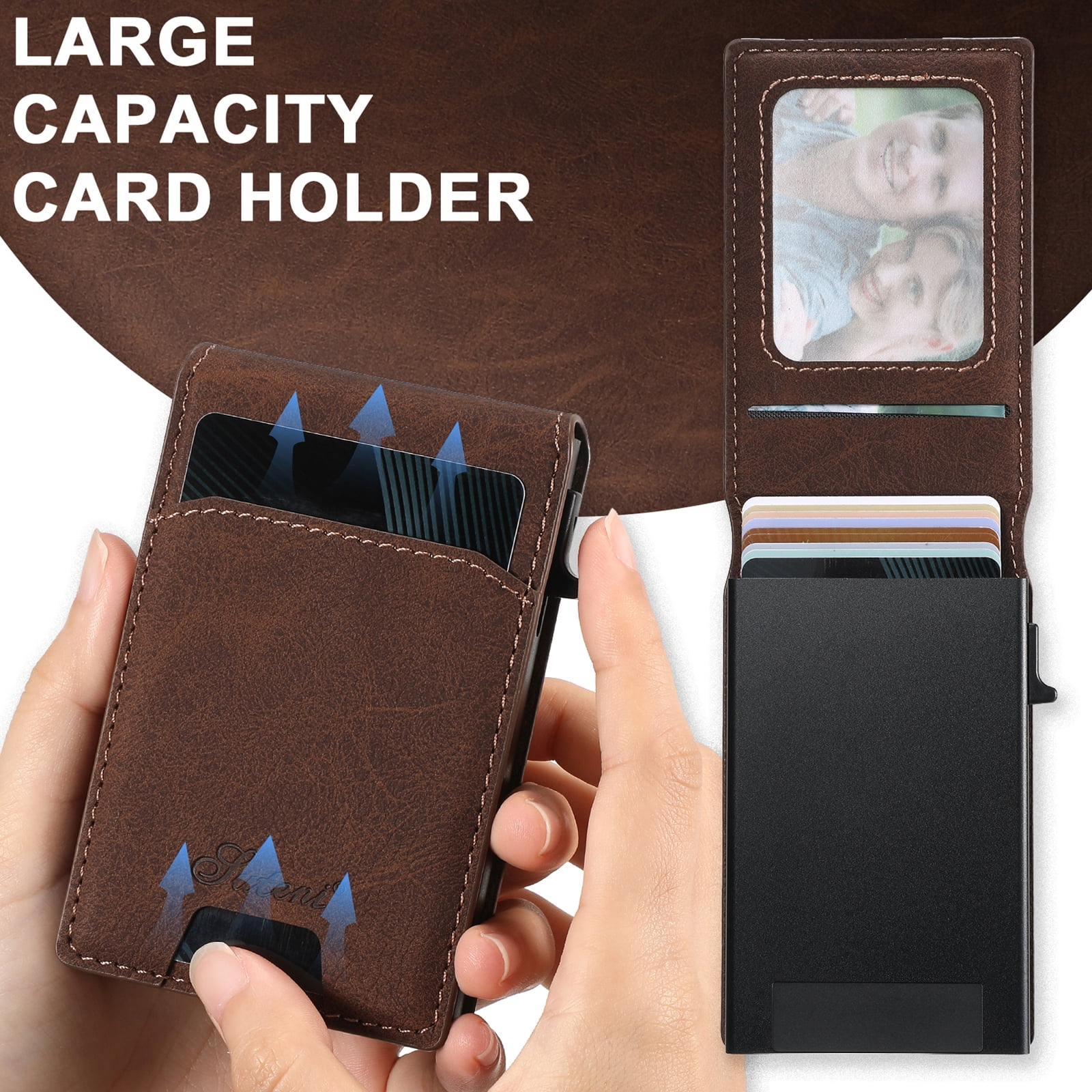ELEHOLD for iPhone 13 Pro Case, Compatible with Mag Safe Accessory, 2 in 1 Detachable Magnetic Wallet Card Holder Faux Leather Men Women Kickstand Shockproof Case,Brown