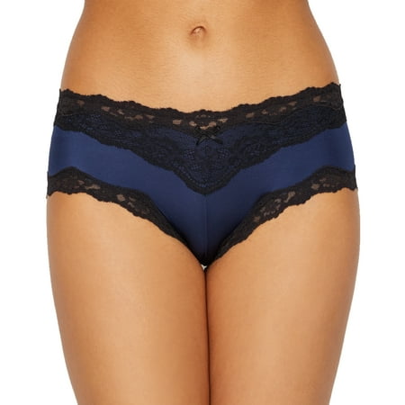 

Women s Maidenform 40823 Cheeky Microfiber Hipster Panty with Lace (Navy/Black 5)