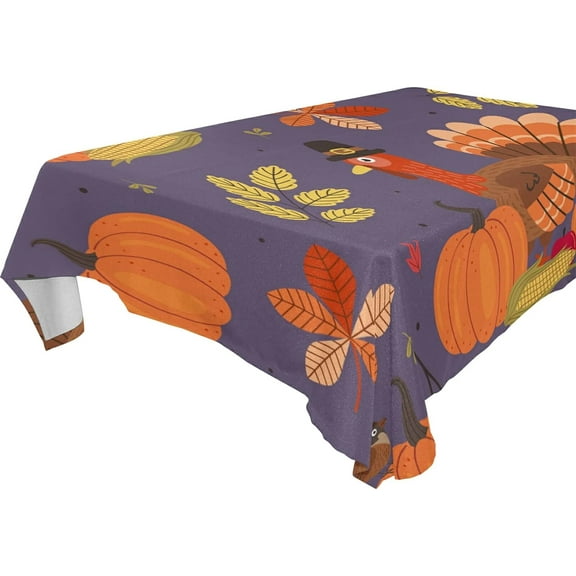 SKYSONIC Thanksgiving Turkey Tablecloth Waterproof Washable Polyester Square Table Cover Durable Tablecloth for Kitchen Dining Table Party Decor (60 X 108 Inch)
