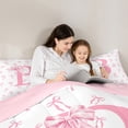 thumbnail image 5 of Castle Fairy Personalized Initial Girl 3 Pieces Queen Comforter Set,Kawaii Bowknot Ultra Soft Bedding Sets,Pink White Bedding Comforter Set,Microfiber Bedroom Decor, 5 of 8