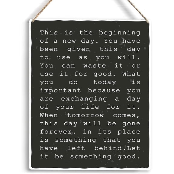 Inspirational Wall Art Motivational This Is The Beginning Of A New Day Wooden Hanging Sign Positive Decor Office Home Wall Decor Gift for Home Bathroom Bedroom Living Room Office 8x10 Inch