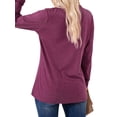 thumbnail image 5 of Xuanfei Women Solid Color V Neck Button Down Long Sleeve Top, 5 of 7