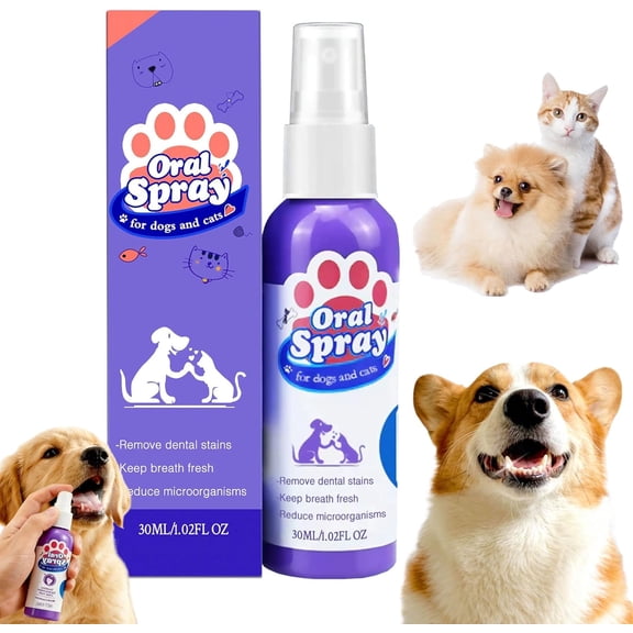 Dog Dental Care Spray-Easy Brushless Dog Breath Freshener, Baking Soda Enhanced Formula for Fresh Dog Breath, Relieve Gum Redness & Infections, Reduce Plaque & Tartar(1pc - L )