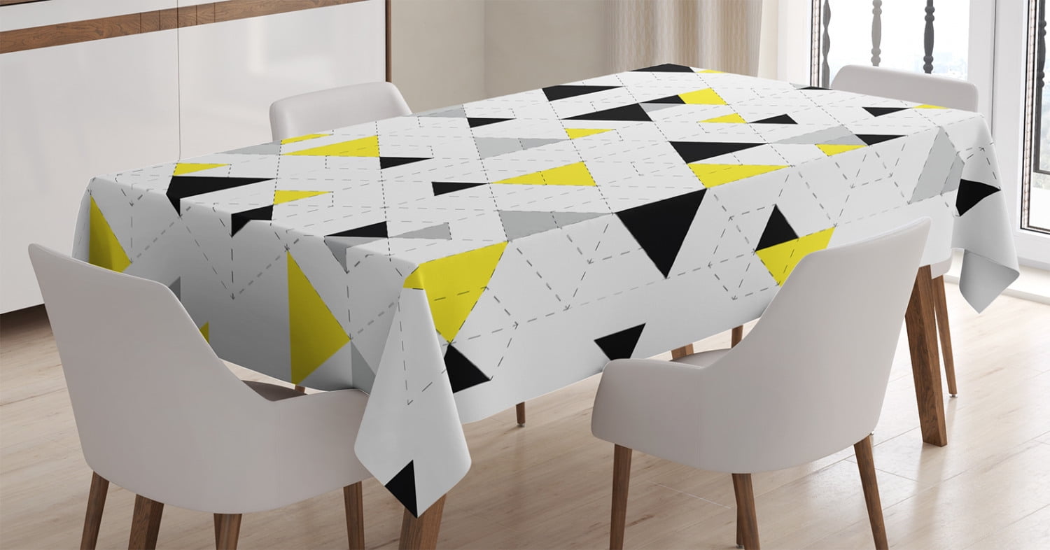 Geometric Decor Tablecloth, Abstract Triangles Diamond Motives in