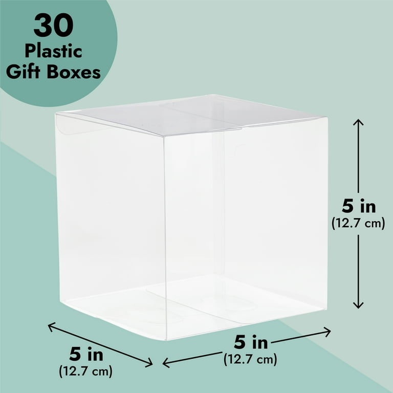 30-Pack Clear Gift Boxes - 5x5x5 In Square Plastic Transparent Favor Boxes  for Wedding, Baby Shower, Birthday Party 