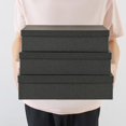 thumbnail image 2 of Cajas de papel kraft negro para almacenamiento - Juego de 3 cajas apilables para álbumes de recortes con tapas: Cajas de almacenamiento decorativas para almacenamiento de fotos de carbón gris para obr, 2 of 5