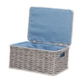 thumbnail image 3 of Cesta tejida, caja de almacenamiento con tapa, organizador de artículos diversos de escritorio, cesta de lavandería para cosméticos, pasteles, frutas, Pequeño, 3 of 8
