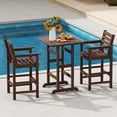 thumbnail image 4 of Costway 3-Piece Patio HDPE Bar Set Armchairs with Square High-Top Table Footrest Backrest Brown, 4 of 10