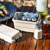 Mini caja de almacenamiento de escritorio para exteriores, organizador de utensilios para barbacoa y camping, y soportes para botellas de condimentos