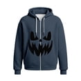 thumbnail image 5 of CONROSES Halloween Mens Knit Hoodies Pumpkin Face Graphic Long Sleeve Zip Up Waffle Pullover Hoodie for Men Fall Winter Hooded Sweatshirts with Pocket, 5 of 5