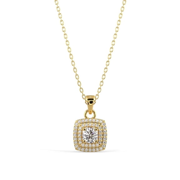 Silvermist Jewelry Cushion Diamond Pendant Necklace 18K Yellow Gold over 925 Sterling Silver | Everyday Jewelry for Women, Birthday Gift for Her