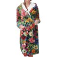 thumbnail image 1 of Women's Fleece Plush Robe Long Warm Plush Bathrobe Loungewear Jacket Printed Comfort Robe, 1 of 5