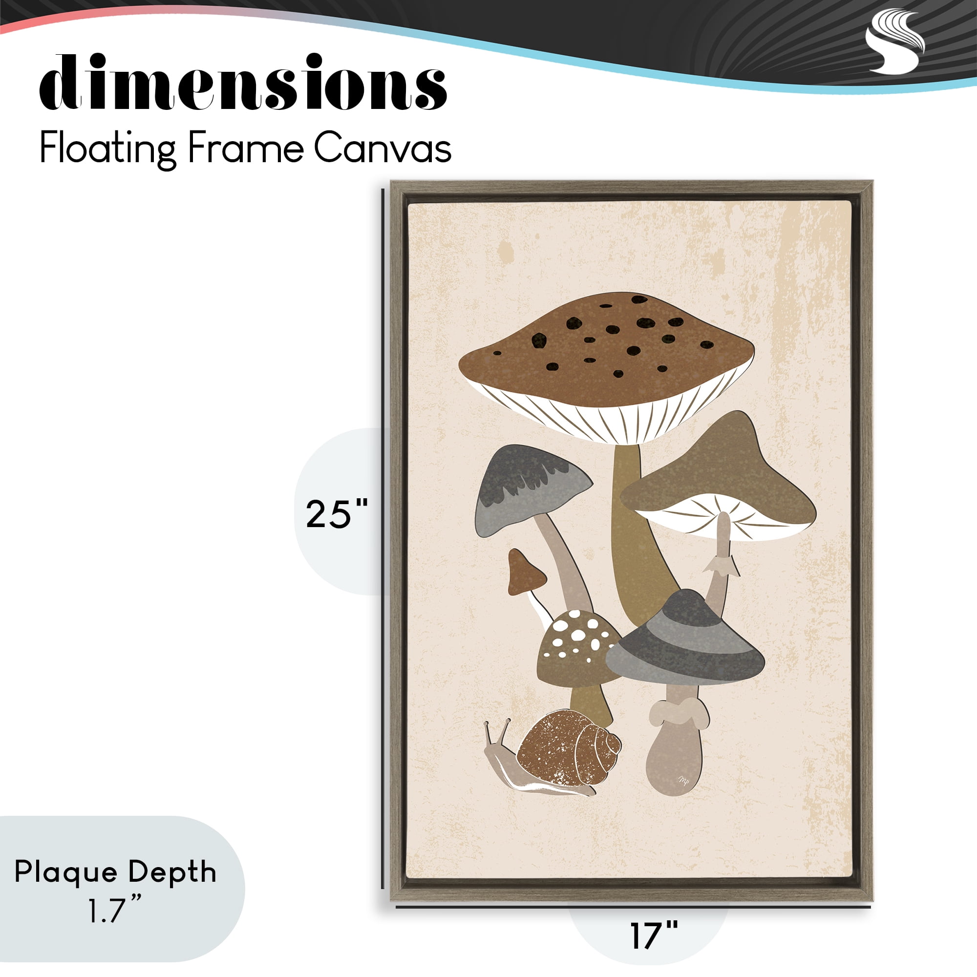 Stupell Industries Earthy Fungi Mushrooms & Snail Brown Framed Floater Canvas Wall Art, design by Martina Pavlova