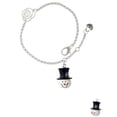 thumbnail image 2 of Delight Jewelry Resin Snowman Head with Top Hat Silver-tone Rose Link Chain Bracelet, 6.25"+1.75" Extender, 2 of 4
