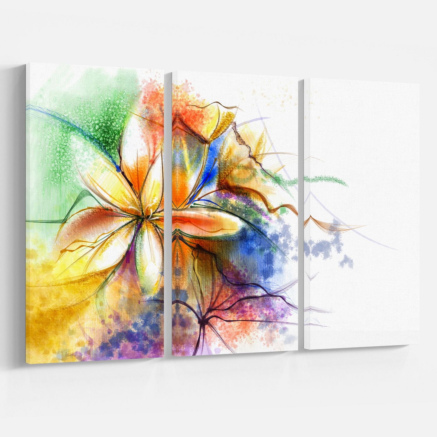 Design Art  Multi Color Flower Fusion Canvas Print
