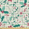 thumbnail image 2 of Ambesonne Winter Fabric by the Yard Upholstery, Watercolor Christmas Botany, 2 Yards, Pale Pink Teal, 2 of 5