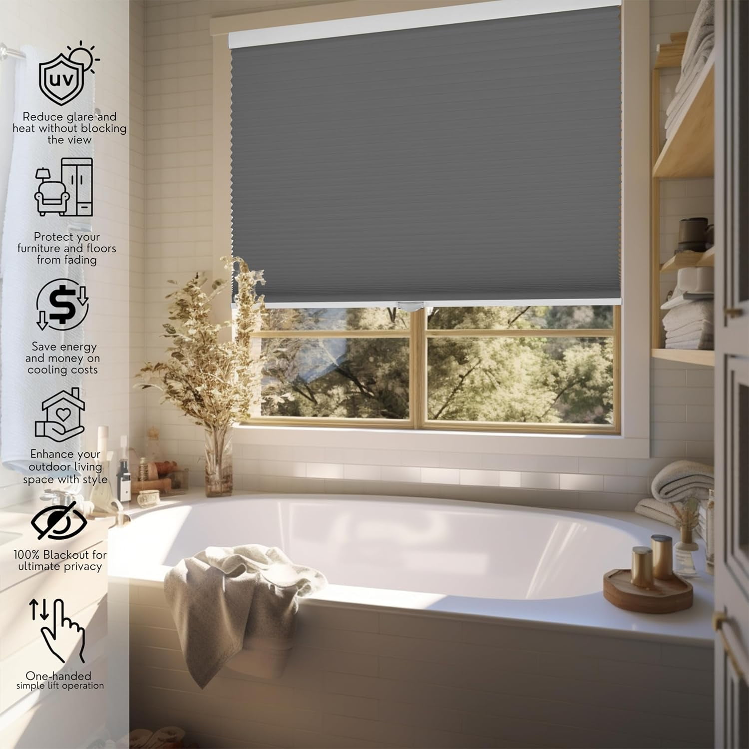 Chicology Steel Cordless Blackout Cellular Shades 59.25 in. W x 48 in. L