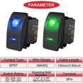thumbnail image 2 of 2pcs DC 20A/12V 10A/24V SPST LED Illuminated Rocker Switch, Waterproof 5-Pin On/Off with Jumper Wires Set for UTVs, Cars, Trucks, RVs, Boats, Motorcyc, 2 of 5