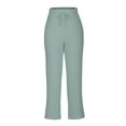 thumbnail image 3 of Annhoo Women's Causal Pants Solid Color Outdoor Straight Leg Trousers Drawstring Elastic Waist Comfy Daily Pants with Pockets, 3 of 6
