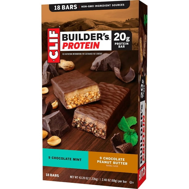 Clif Builders Protein Bar Variety Pack, Chocolate peanut butter and 9