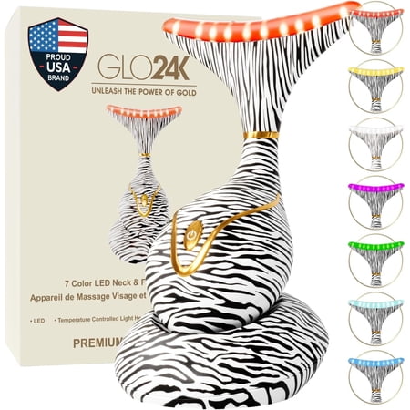 GLO24K Red Light for Face & Neck Beauty Device - 7 in 1 Facial Massager Tool and Neck Care Device for Neckline Care, Face and Neck Massager for Women