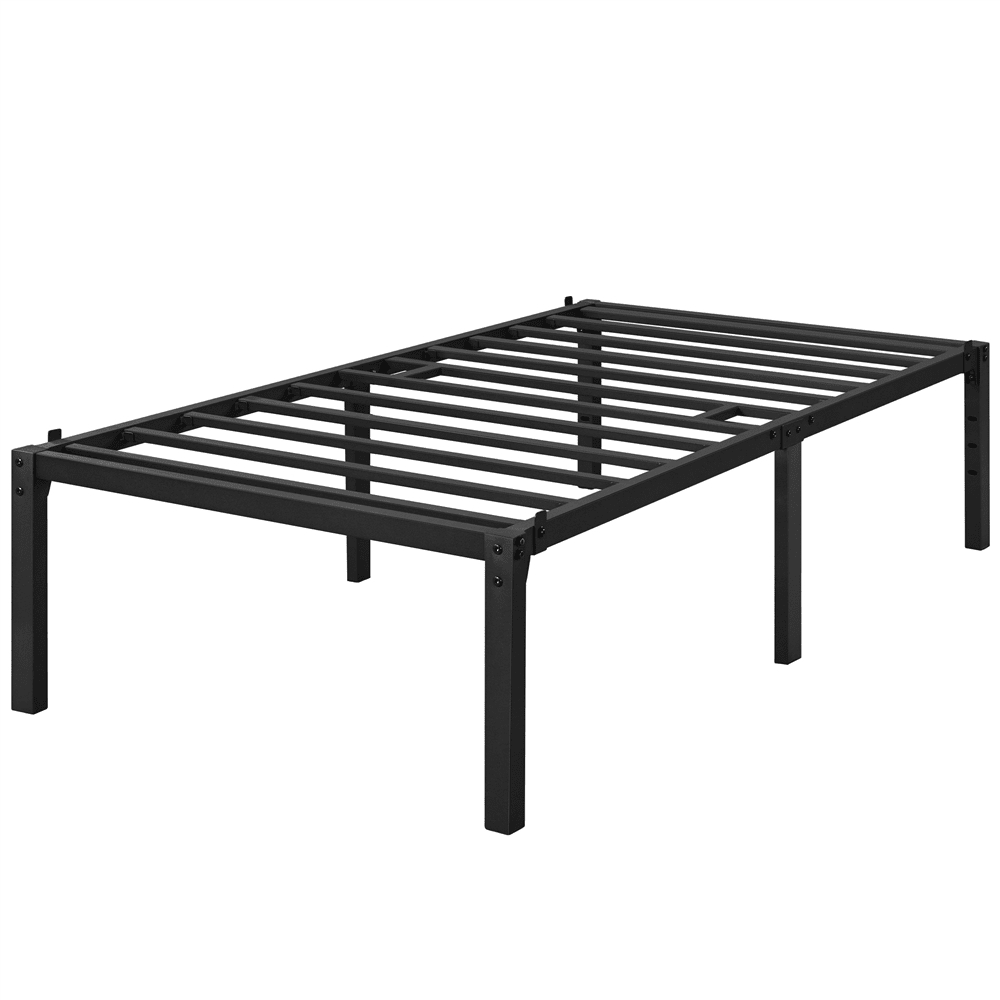 Fullfurnique Metal Platform Bed Frame with Heavy Duty Steel Slat Support, Twin, Black