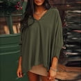 thumbnail image 4 of bnaln Womens Tops Dressy Casual Blouses V Neck 3/4 Sleeve Spring Shirts Summer T-Shirts Elegant Tunic Tops Business Work Blouse Loose Pullover Blouses Basic Tees Y2K Going Out Tops, 4 of 7