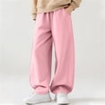 thumbnail image 2 of Riecok Loose Pants for Boys High Waist Wide Leg Palazzo Sweatpants Casual Stylish Trousers with Pockets Pink 5-6 Years, 2 of 8