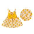 thumbnail image 1 of B91xZ Filles Volants Manches Swing Robe Sans Manches Couleur Bloc Casual Robe, Jaune 2-3 Ans, 1 of 5