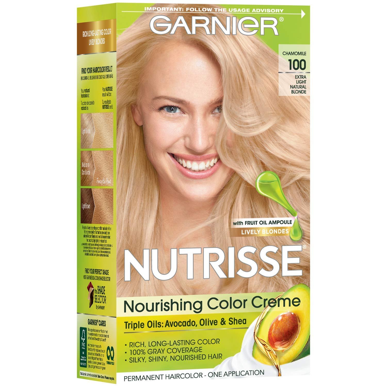 Garnier Nutrisse Nourishing Hair Color Creme, 100 Extra-Light Natural ...
