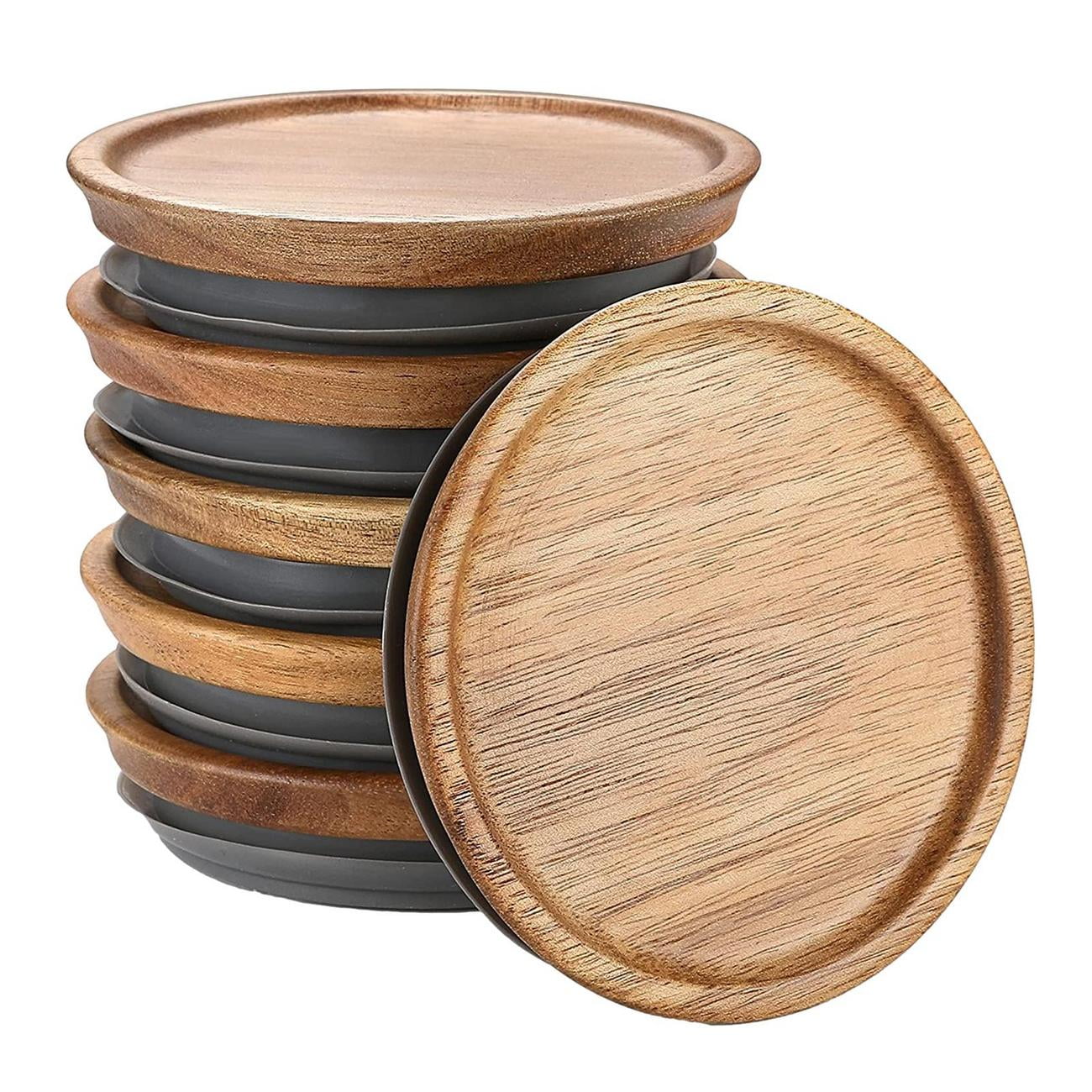 Mason Jar Lids6 Pack Mason Jar Lids Wide Mouth With WoodWide Mouth