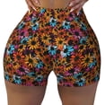 thumbnail image 2 of Rateoe Daisies Flowers Printed Power Workout Shorts for Women Tummy Control Squat Proof Ribbed Thick Seamless Scrunch Active Short-Large, 2 of 8