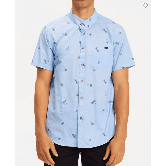 Billabong Men's Organic Cotton Sundays Mini Short Sleeve Shirt Mist Blue-Large