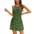 thumbnail image 1 of Pink Green Leopard Print Cool Animal Print Punk Glam Pattern Sweetheart Knot Flared Dress Fashion Design Large Size Loose Dress, 1 of 5