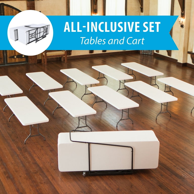 Lifetime 8 ft. Folding Tables, White, Set of 22 with Cart Lifetime 8 ft. Folding Tables, White, Set of 22 with Cart