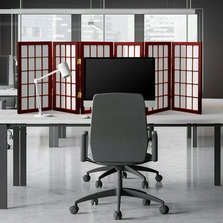 2 ft. Tall Desktop Window Pane Shoji Screen - Rosewood - 6 Panels