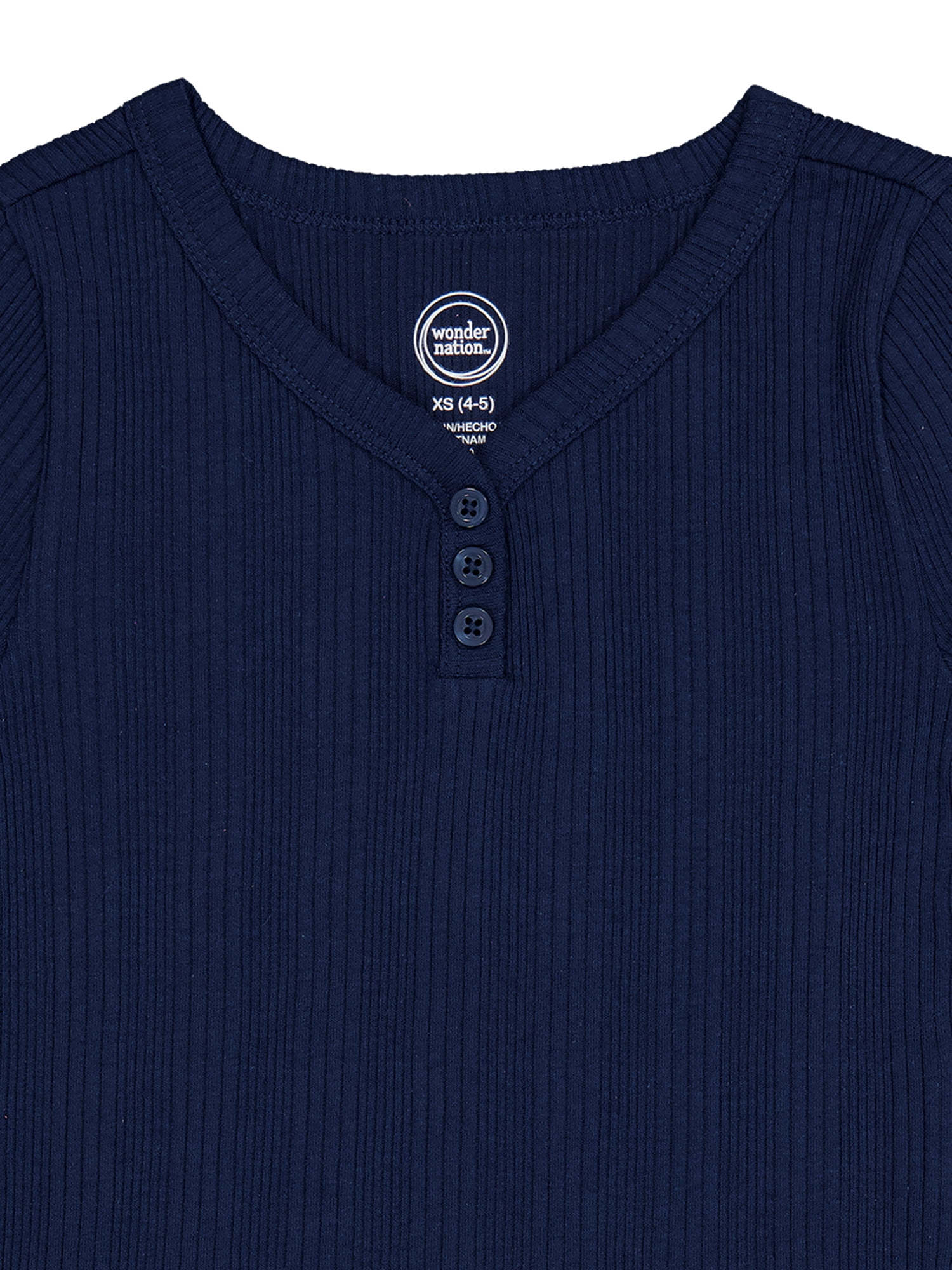 Wonder Nation Girls Short Sleeve Henley Knit Top, Sizes 4-18 & Plus