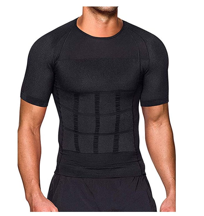 Men Seamless Slim Body Shaper Posture Corrector  Abdomen Compression T-Shirt 