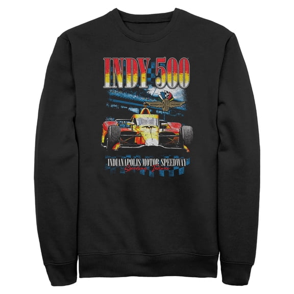 Mens Indy 500 Distressed Red and Yellow Racing Car Sweatshirt