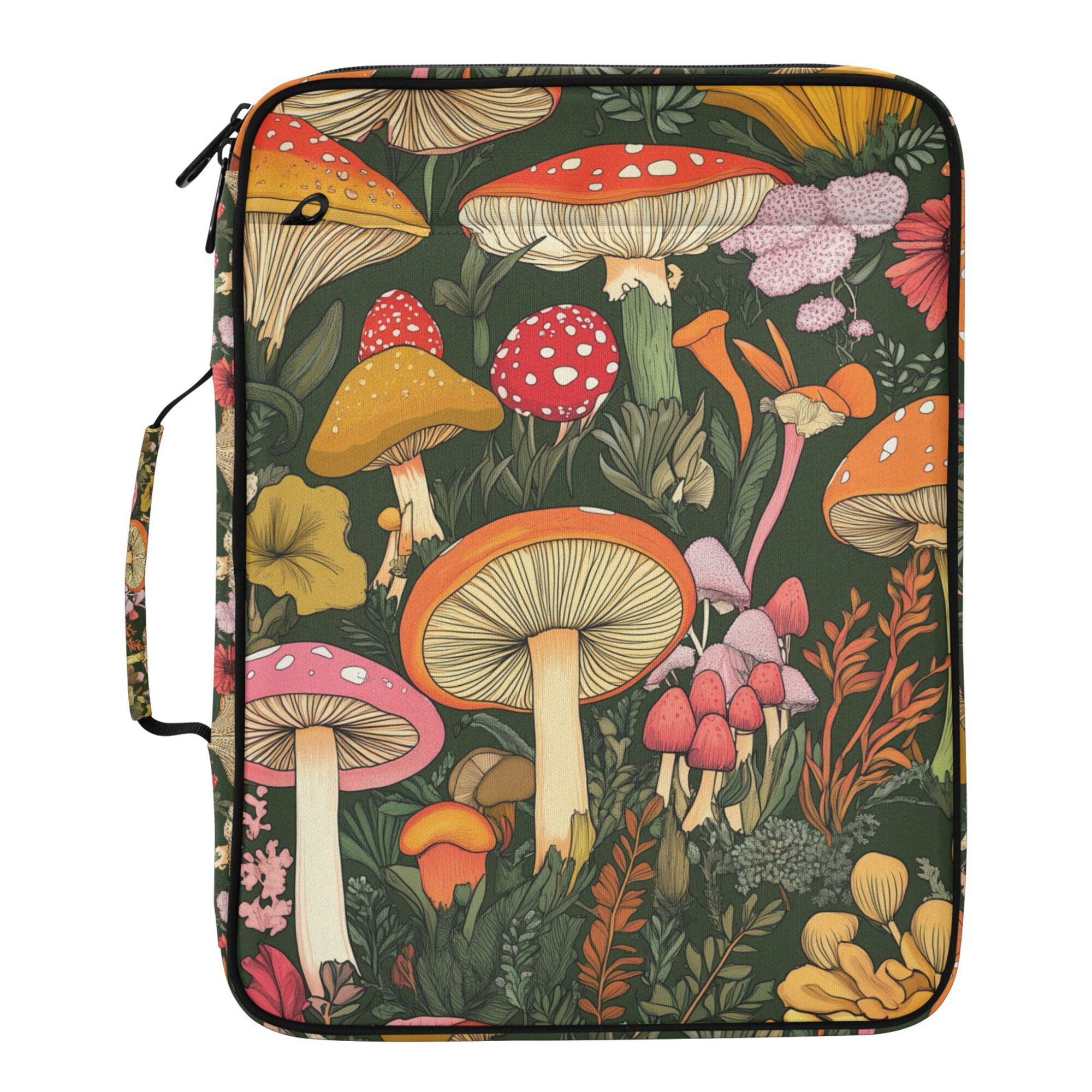 FORMRS Accordion File Folder A4 Size 7-Pocket Expanding Document Organizer Bag with 3 Ring Binder, Colorful Mushroom