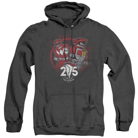 Power Rangers Red 25 Adult Heather Hoodie Sweatshirt Black