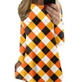 thumbnail image 3 of Innerwin Mini Robe à Carreaux pour Femmes Robes Courtes Vacances Col Rond Décontracté Orange Carreaux L, 3 of 4