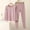 Pink, variant on Goodtrade8 Soft Woman Pajamas Fleece Solid Color Long Sleeve 2 Piece Casual Crew Neck Womens Pjs